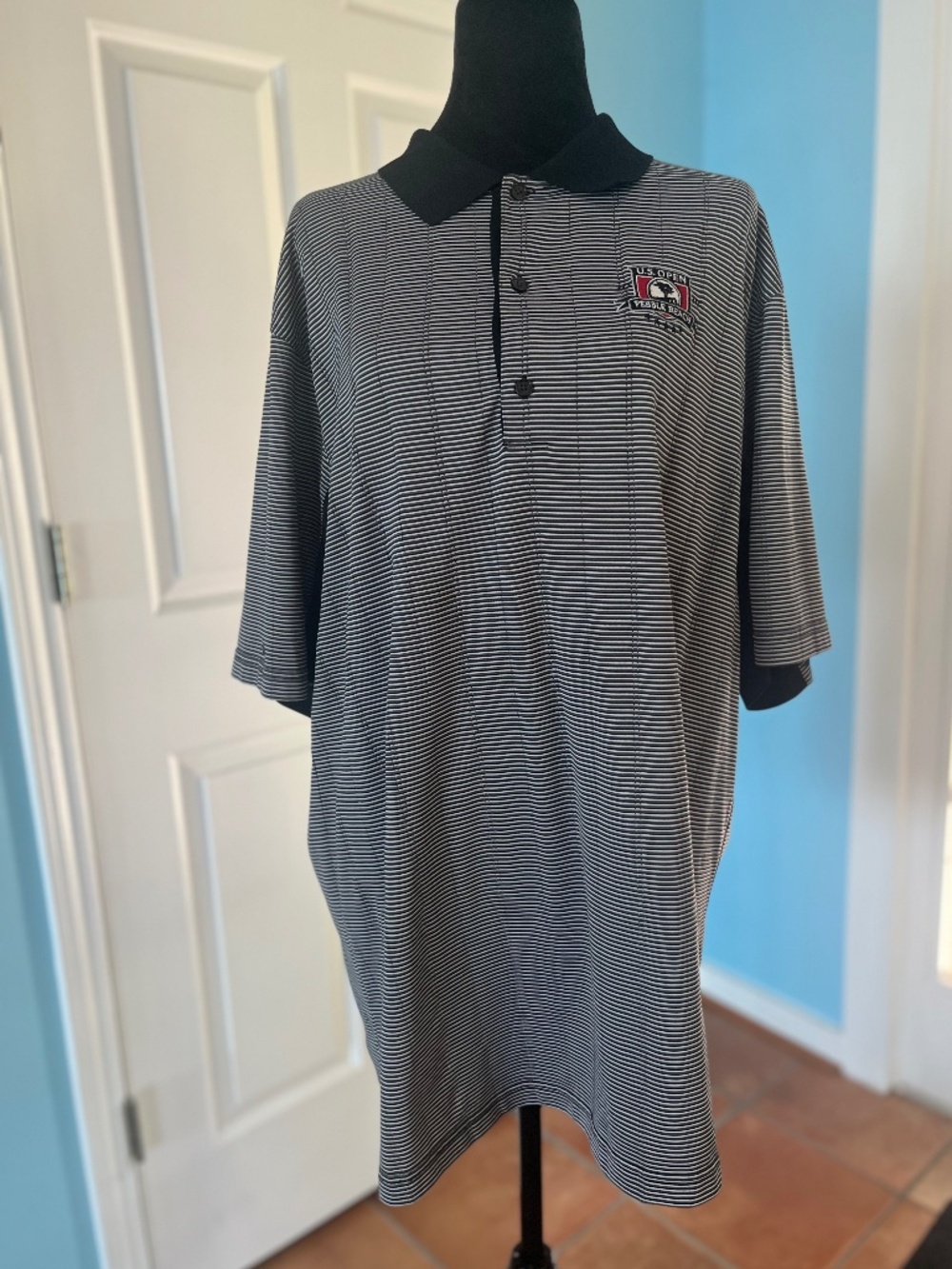 Men’s Greg Norman Pebble Beach US Open Polo XXL Black Gray White